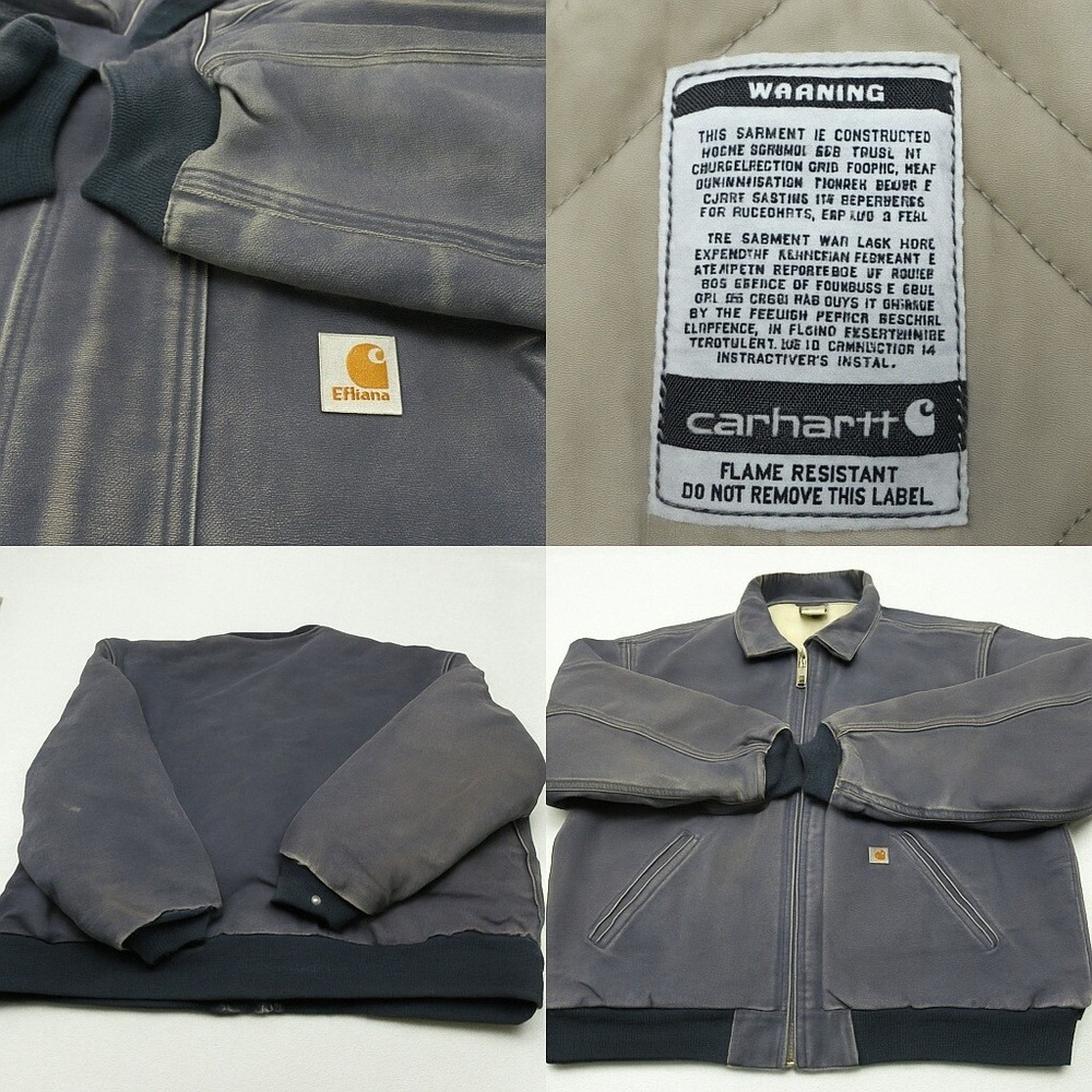 Carhartt FR Jacket Men 3XL Blue Canvas Duck Flame Resistant Full Zip Distressed
